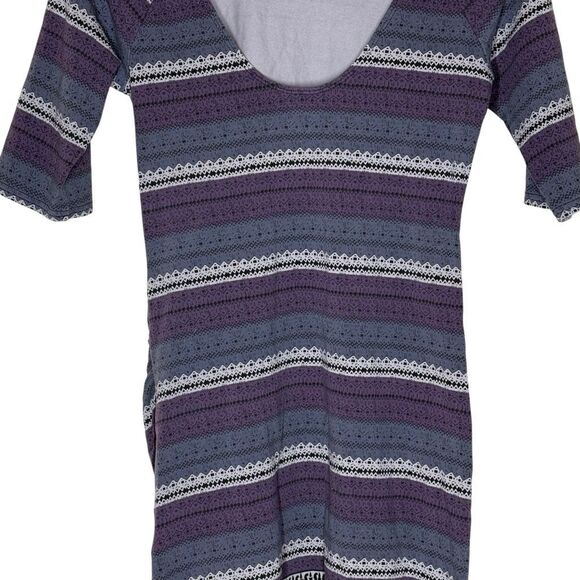 Free People Intimately Purple 3/4 Sleeve Mini Bodycon Dress Size M Scoop Back - Picture 7 of 11